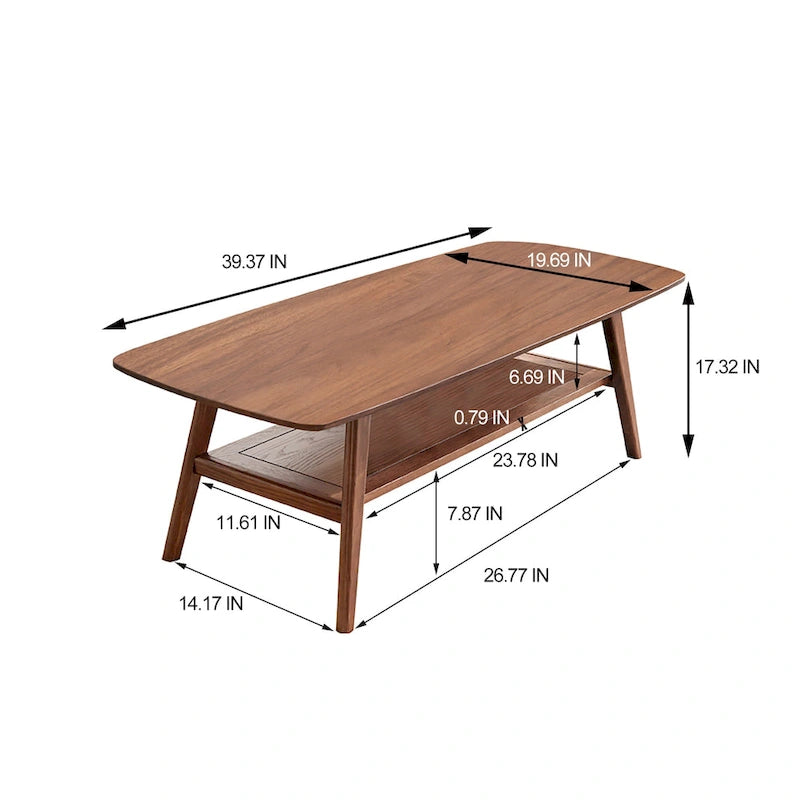 Christopher Knight Home - Hudson Solid Oak Coffee Table with Storage Shelf for Living Room & Home Office