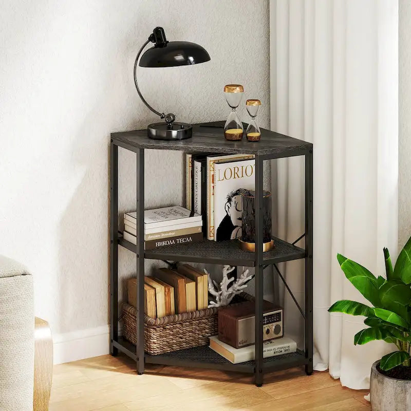 Costway Corner Printer Stand with Charging Station Adjustable Metal - See Details