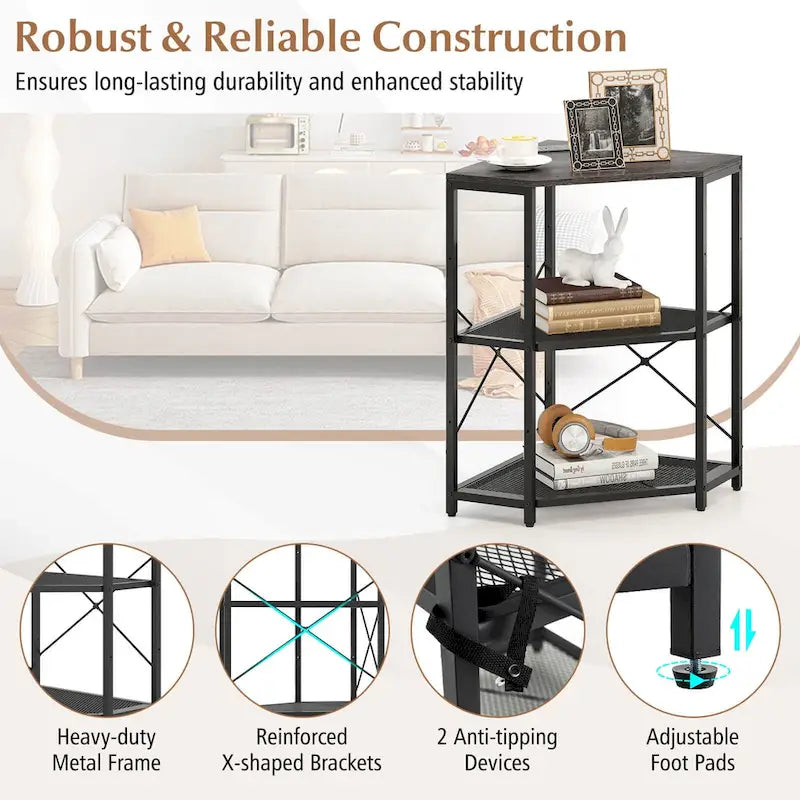 Costway Corner Printer Stand with Charging Station Adjustable Metal - See Details