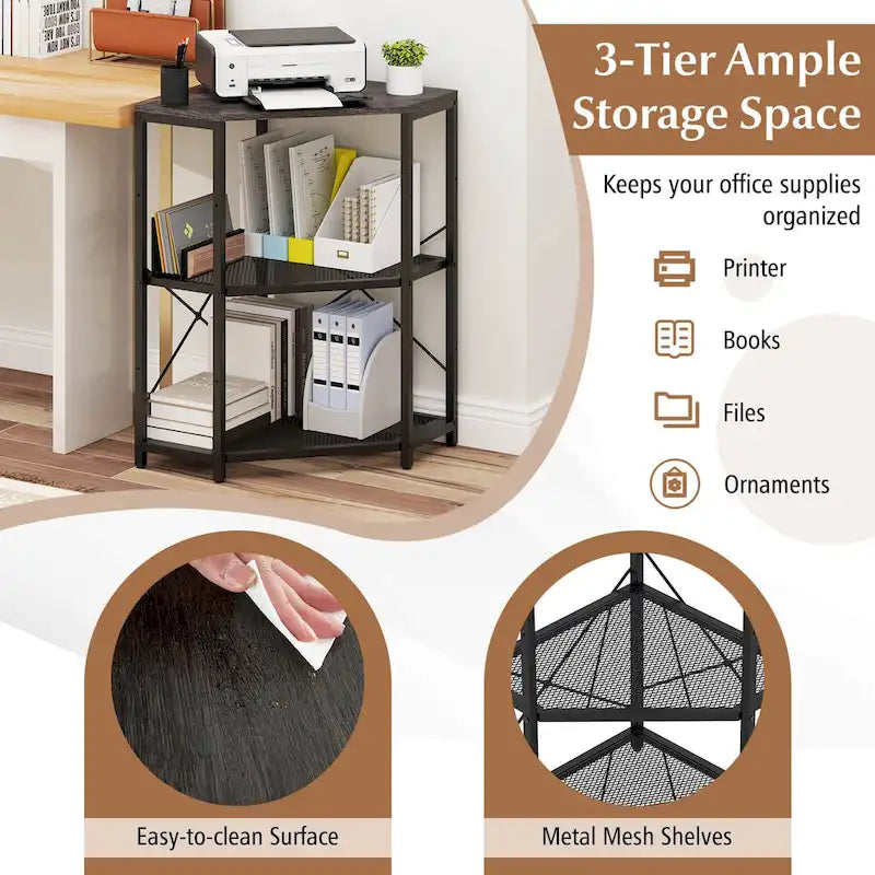 Costway Corner Printer Stand with Charging Station Adjustable Metal - See Details