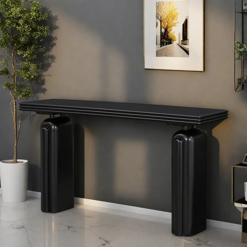 Curved Console Table with Acacia Wood Veneer - 60 Inch