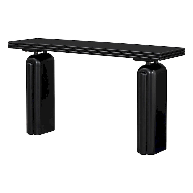 Curved Console Table with Acacia Wood Veneer - 60 Inch