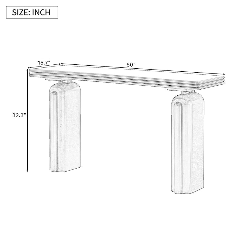 Curved Console Table with Acacia Wood Veneer - 60 Inch