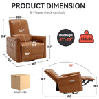Brown Ergonomic Power Recliner with 270 Swivel, USB & Type-C Charging Ports, and Lumbar Support