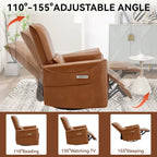 Brown Ergonomic Power Recliner with 270 Swivel, USB & Type-C Charging Ports, and Lumbar Support