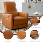 Brown Ergonomic Power Recliner with 270 Swivel, USB & Type-C Charging Ports, and Lumbar Support