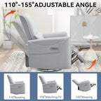 Brown Ergonomic Power Recliner with 270 Swivel, USB & Type-C Charging Ports, and Lumbar Support