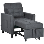 Canapé-lit convertible simple en polyester gris foncé avec dossier réglable