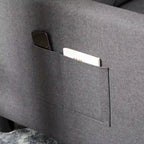 Canapé-lit convertible simple en polyester gris foncé avec dossier réglable