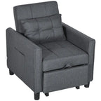 Canapé-lit convertible simple en polyester gris foncé avec dossier réglable