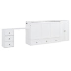Queen Size Murphy Bed with USB Port, Large Drawer, and Desk
