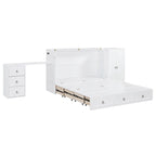 Queen Size Murphy Bed with USB Port, Large Drawer, and Desk