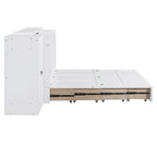 Queen Size Murphy Bed with USB Port, Large Drawer, and Desk
