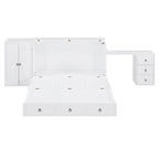 Queen Size Murphy Bed with USB Port, Large Drawer, and Desk