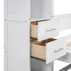 White Full Size Modern Murphy Bed with Drawers, Lockers, and Wardrobes