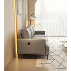 Canapé 3 places en cuir véritable 77 avec chargeur USB, coussins haute résilience et pieds en métal noir