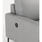 Canapé 3 places en cuir véritable 77 avec chargeur USB, coussins haute résilience et pieds en métal noir