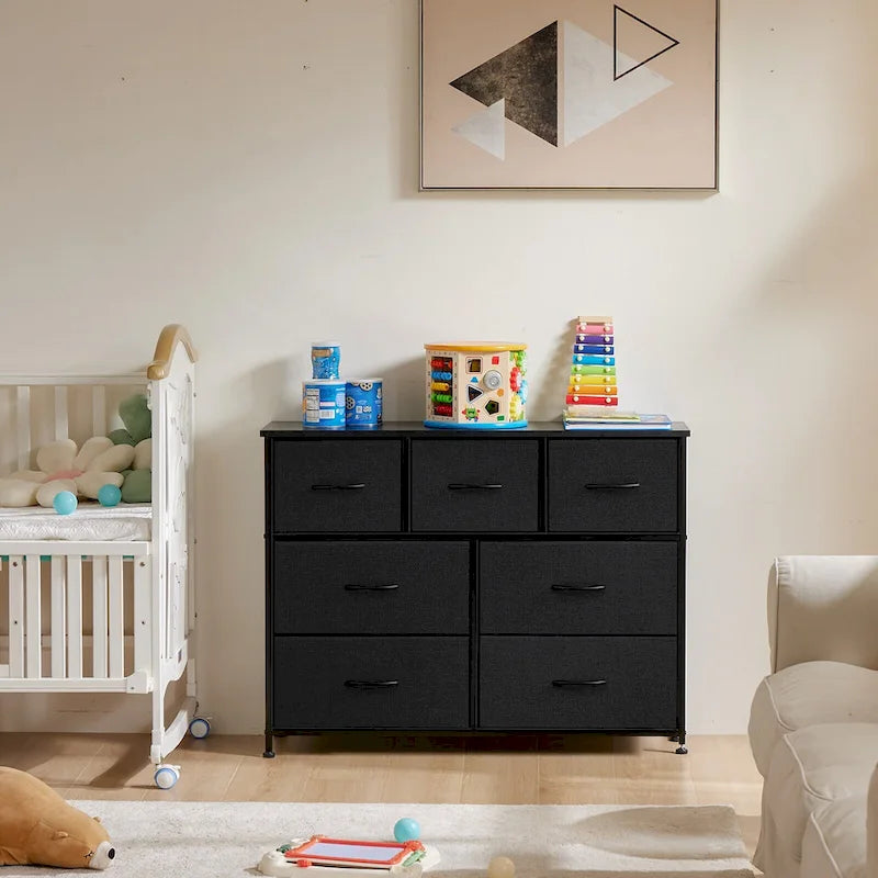 7-Drawer Double Dresser, Storage Spaces, Assembled Wardrobe Lockers, Bedroom Furniture Lockers for Bedroom