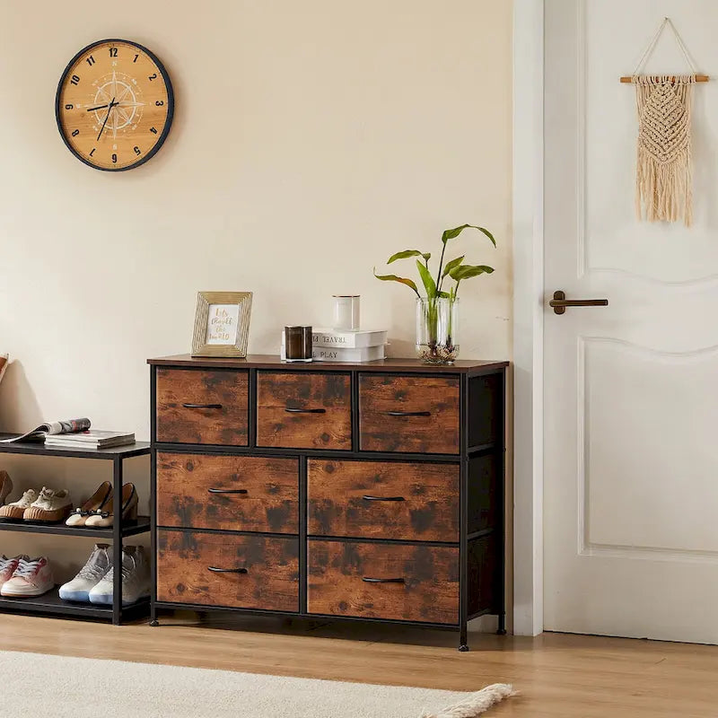 Commode double à 7 tiroirs, Espaces de rangement, Casiers de garde-robe assemblés, Casiers de mobilier de chambre à coucher