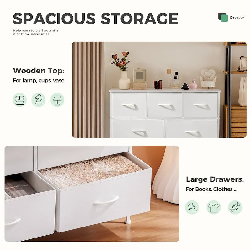 Commode double à 7 tiroirs, Espaces de rangement, Casiers de garde-robe assemblés, Casiers de mobilier de chambre à coucher