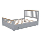 Queen Wooden Platform Bed with Drawers, Headboard, and Footboard