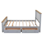 Queen Wooden Platform Bed with Drawers, Headboard, and Footboard