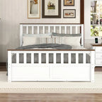 Queen Wooden Platform Bed with Drawers, Headboard, and Footboard