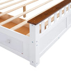 Queen Wooden Platform Bed with Drawers, Headboard, and Footboard