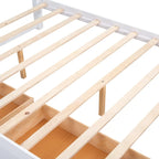 Queen Wooden Platform Bed with Drawers, Headboard, and Footboard
