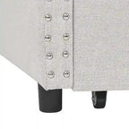 Twin Size Linen Upholstered Daybed Frame with 2 Drawers, Buttons Tufted Backrest, Copper Nail Decoration
