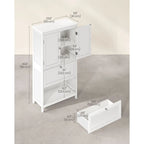 Meuble de rangement de salle de bain autoportant moderne et haut avec 2 tiroirs et étagère réglable - 11.8P x 23.6L x 43.3H