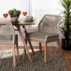 Chaise de salle à manger en acajou tressée de style transitionnel moderne – Gris