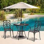 Outdoor 2-Piece Patio Chair Set, Cast Aluminum, Black with Gold-painted Edge