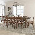 Ensemble table de ferme rustique pliante 8' x 40 avec 10 chaises à dossier croisé et coussins