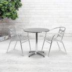 Table d'intérieur/extérieur en aluminium à plateau lisse de 27,5 po avec base