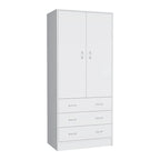 19  Modern Double-door Armoire with 3 Drawers and 1 Hanging Rod for Bedroom