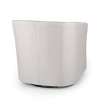 Swivel Accent Chair, Classic Round Barrel Style, Wheat Beige Fabric