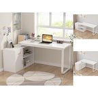 White Reversible L Shape Desk Rotating Desk Working Desk Computer