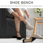 Farmhouse Shoe Cabinet with Sliding Door Shoe Bench 5-Tier Shoe Storage Cabinet with Adjustable Shelves for 20 Pairs