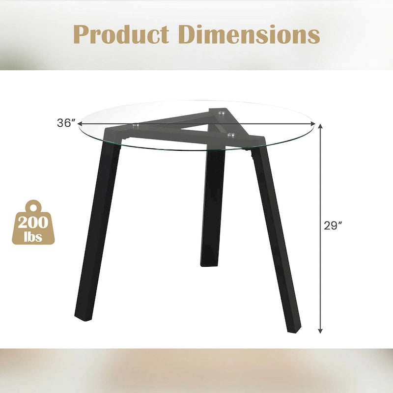 Costway 36 Round Glass Dining Table for 4 with Tempered Glass - See Details