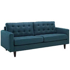 Modway Empress Upholstered Sofa Azure: Polyester Fabric, Wood Frame, Removable Tufted Cushions, Seats 3
