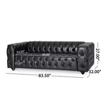 Sagewood Contemporary Faux Leather Tufted 3 Seater Sofa Midnight Black/Dark Brown - Christopher Knight Home
