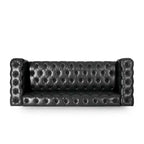 Sagewood Contemporary Faux Leather Tufted 3 Seater Sofa Midnight Black/Dark Brown - Christopher Knight Home
