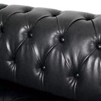 Sagewood Contemporary Faux Leather Tufted 3 Seater Sofa Midnight Black/Dark Brown - Christopher Knight Home