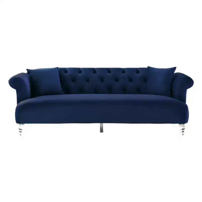 Elegance Contemporary Loveseat Sofas Blue/Acrylic: Velvet Upholstery, Acrylic Legs, No Assembly - Armen Living