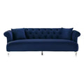 Elegance Contemporary Loveseat Sofas Blue/Acrylic: Velvet Upholstery, Acrylic Legs, No Assembly - Armen Living