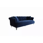 Elegance Contemporary Loveseat Sofas Blue/Acrylic: Velvet Upholstery, Acrylic Legs, No Assembly - Armen Living