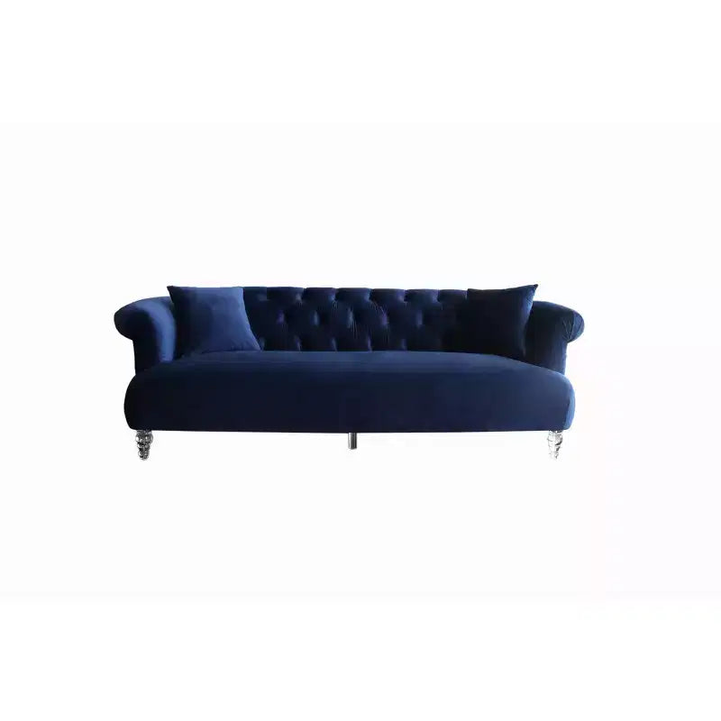 Elegance Contemporary Loveseat Sofas Blue/Acrylic: Velvet Upholstery, Acrylic Legs, No Assembly - Armen Living