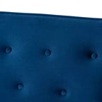 Sorrento Velvet Upholstered Wooden 3 Seater Sofa Navy Blue/Brown - Baxton Studio: Danish Design, Rubberwood Frame