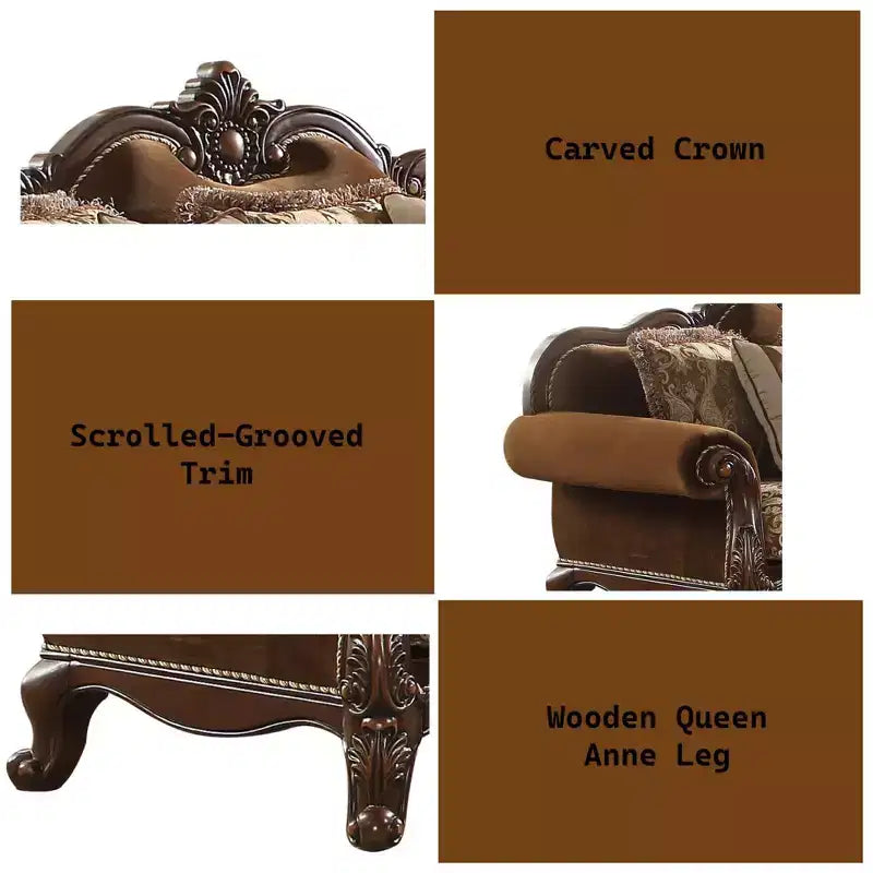 Canapé Jardena 89 po : Accoudoirs arrondis, pieds Queen Anne, clous décoratifs – Acme Furniture